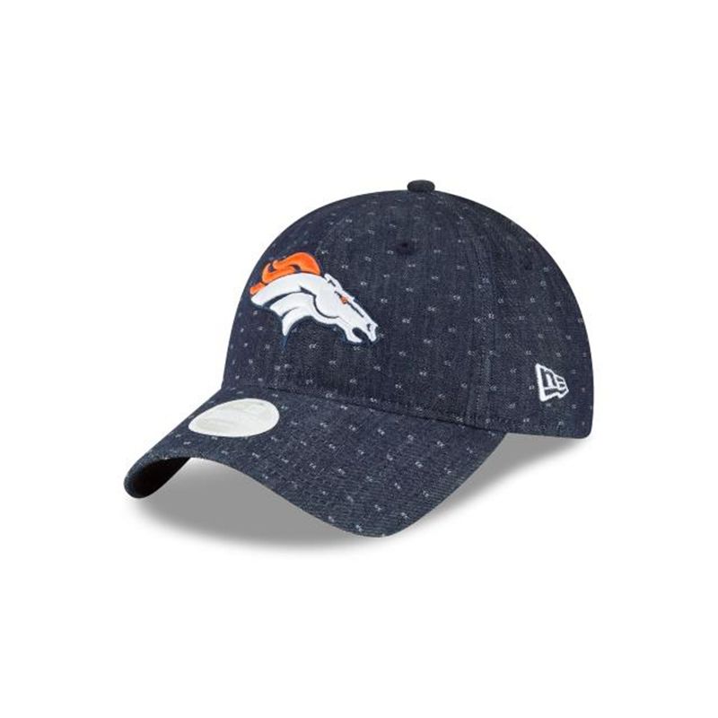 NFL Denver Broncos Womens Dotted Denim 9Twenty Adjustable (UCX2137) - Blue New Era Caps